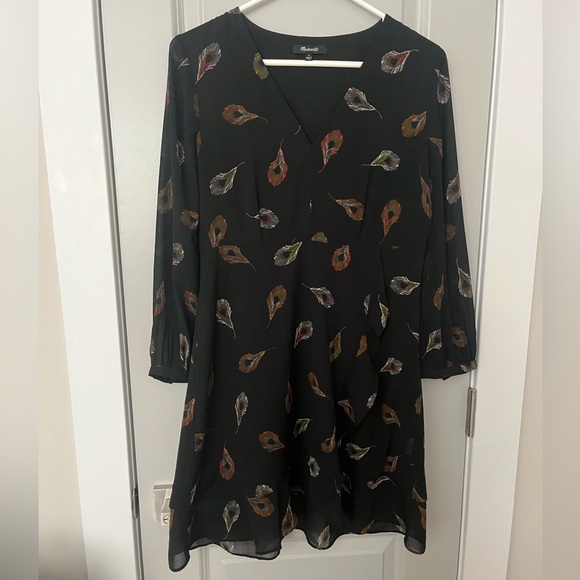 Madewell Long-Sleeve Poppy Wrap Dress in Peacock Feathers Size 4 - Picture 7 of 8